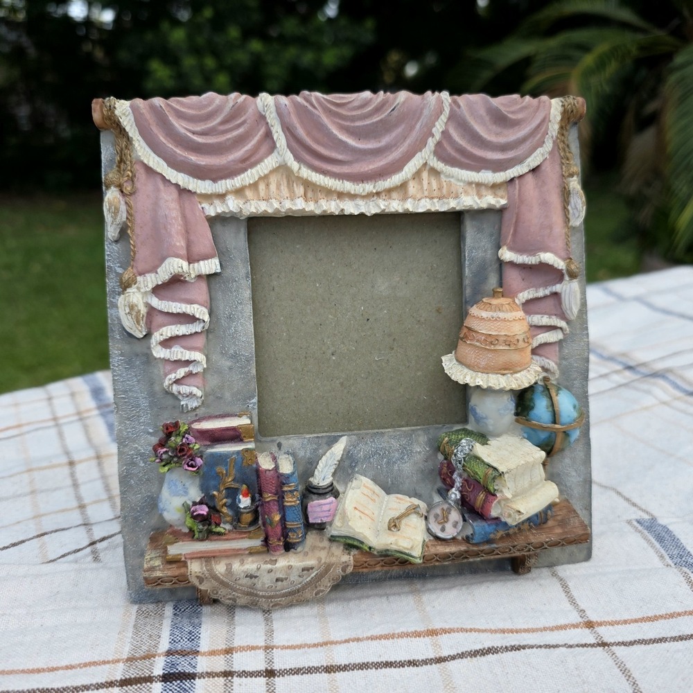Cottagecore 3D Picture Frame Library Books Victorian 6x6 Frame 3x3 Square Photo